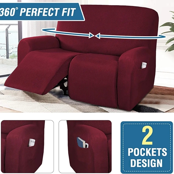 2 Seaters Recliner Loveseat Covers Stretch Reclining Couch Covers for 2 Cushion - Picture 6 of 8